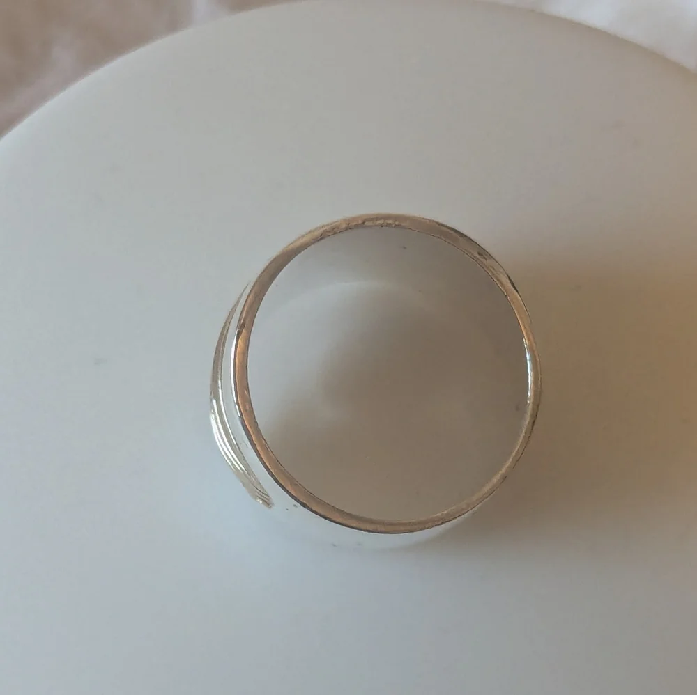 NEW Sculptural Wave Statement Ring Modernist Artisan Silver Wide Band Minimalist